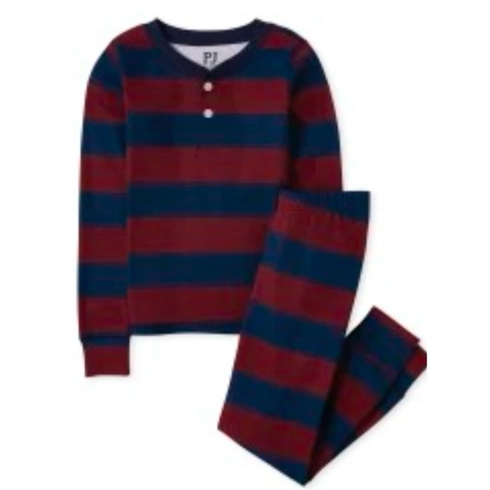 The Children’s Place Striped Henley Snug Fit Cotton Pajamas